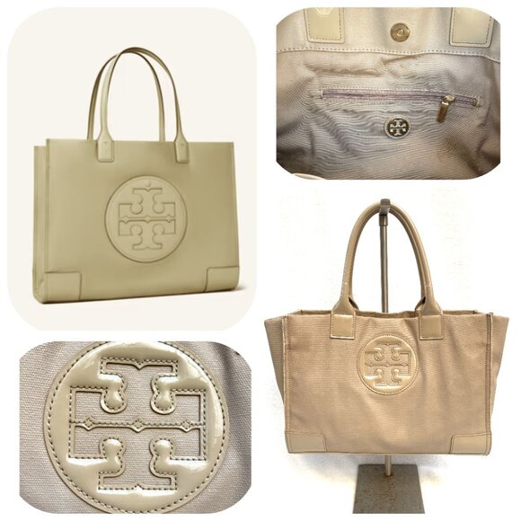 Tory Burch Handbags - Tory Burch Nude Coated canvas and patent leather Ella tote bag